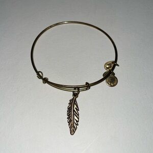 Alex and Ani bracelet, gold, feather pendant